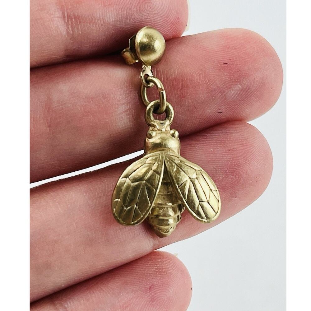 Vintage Dangle Earrings Brass Tone Moth Bug Wasp Butterfly Bee Fly Korea On Card